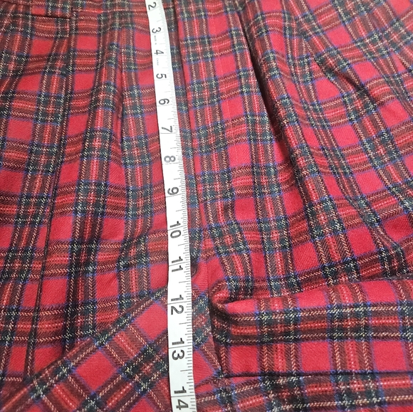 80s Vintage Gorgio Red Christmas Plaid Tartan Wool High Rise Shorts 10 27" Punk - Picture 12 of 16